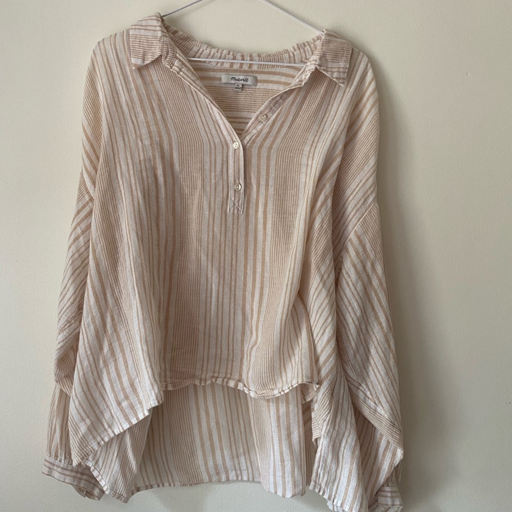 Madewell Beige Striped Blouse